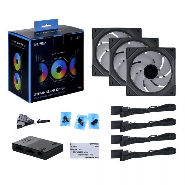 Lian Li UNI FAN INFINITY TRIPLE BLACK aRGB PWM 120mm 0~2200RPM (3pcs) with controller