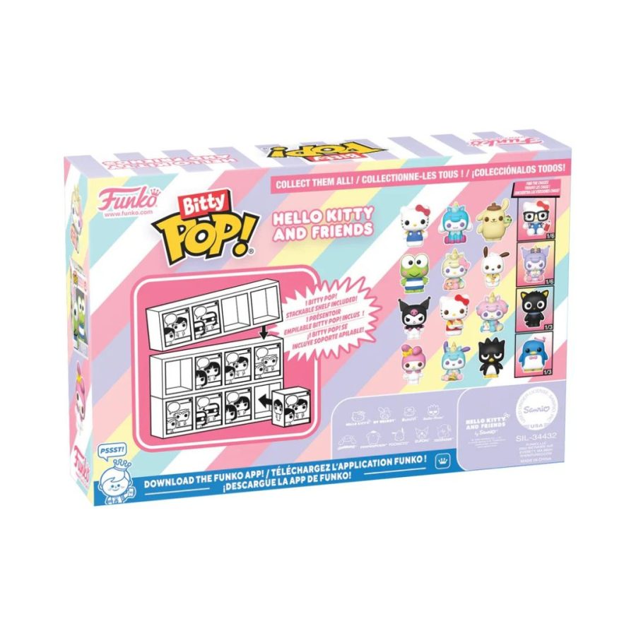 Funko Bitty Pop! Hello Kitty and Friends - Kuromi, Hello Kitty Dessert, My Melody Unicorn & Chase 4-Pack Figures
