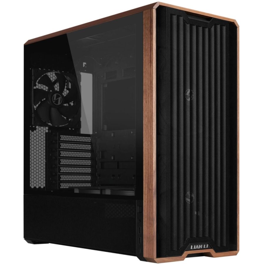 Lian Li LANCOOL 217 Black – Wood Accent – ATX PC Case (5 FANS) 2 x 170mm, 1 x 140mm & 2 x 120mm PWM