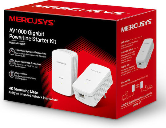 Mercusys AV1000 Gigabit Powerline Starter Kit (MP500 KIT) ver :1.2