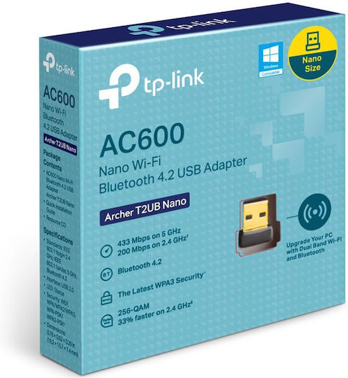 TP-Link AC600 Nano Dual Band Wi-Fi Bluetooth 4.2 USB Adapter (ARCHER T2UB NANO)