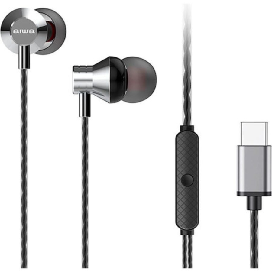 AIWA STEREO TYPE-C IN-EAR WITH REMOTE AND MIC SILVER