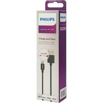 PHILIPS καλώδιο USB σε Lightning DLC3104V-00, 2.4Α, 1.2m, μαύρο