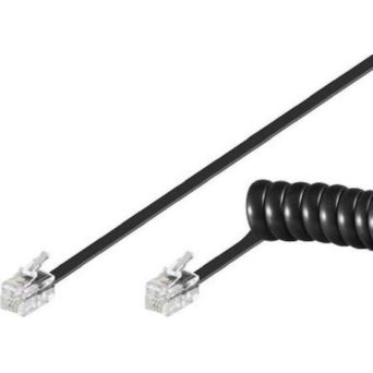 GOOBAY καλώδιο τηλεφώνου 50270, spiral, RJ10 4P4C, CCA, 2m, μαύρο