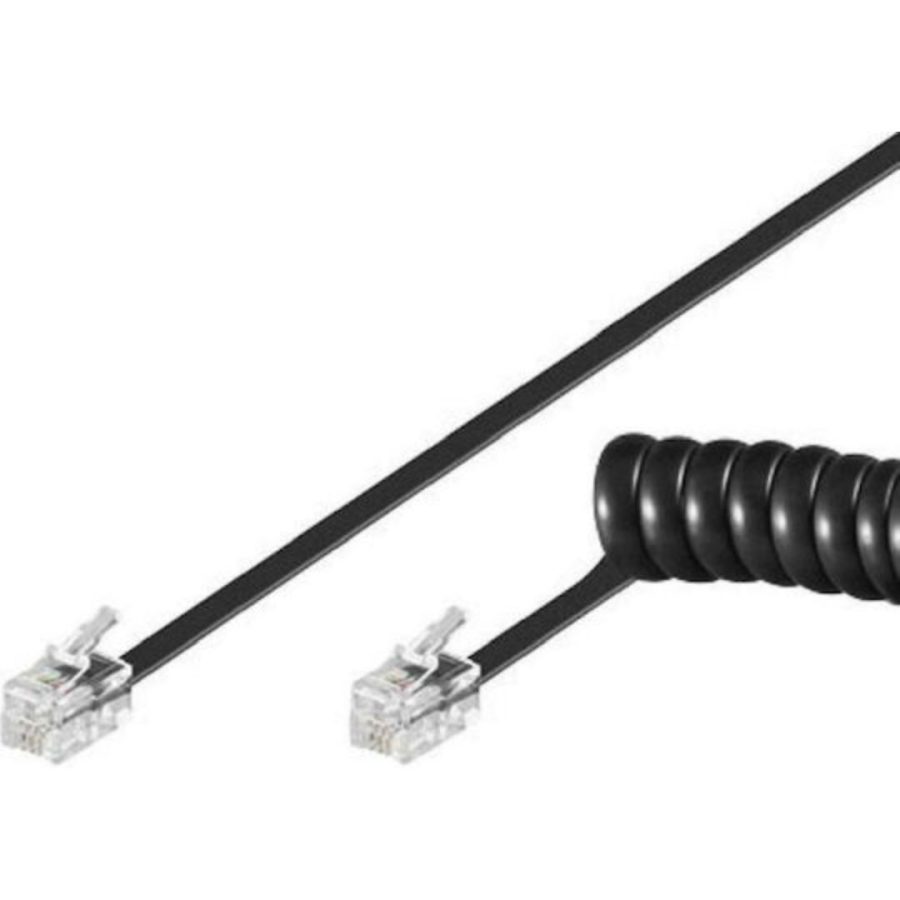 GOOBAY καλώδιο τηλεφώνου 50270, spiral, RJ10 4P4C, CCA, 2m, μαύρο