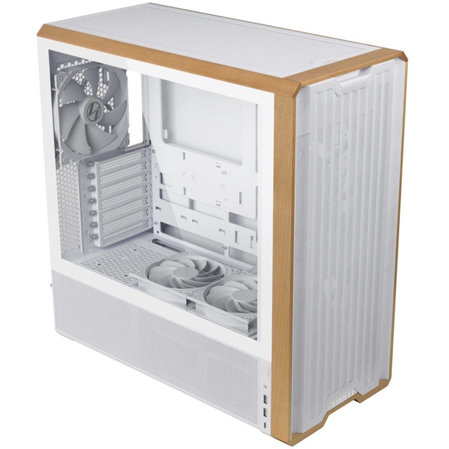 Lian Li LANCOOL 217 White – Wood Accent – ATX PC Case (5 FANS) 2 x 170mm, 1 x 140mm & 2 x 120mm PWM