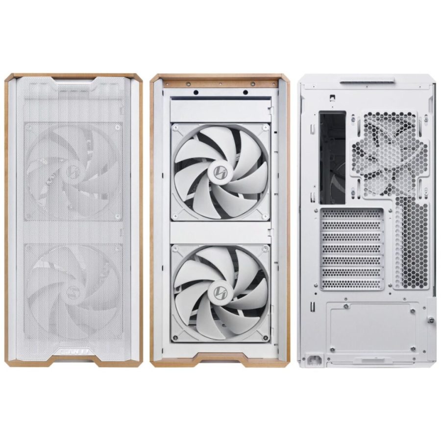 Lian Li LANCOOL 217 White – Wood Accent – ATX PC Case (5 FANS) 2 x 170mm, 1 x 140mm & 2 x 120mm PWM