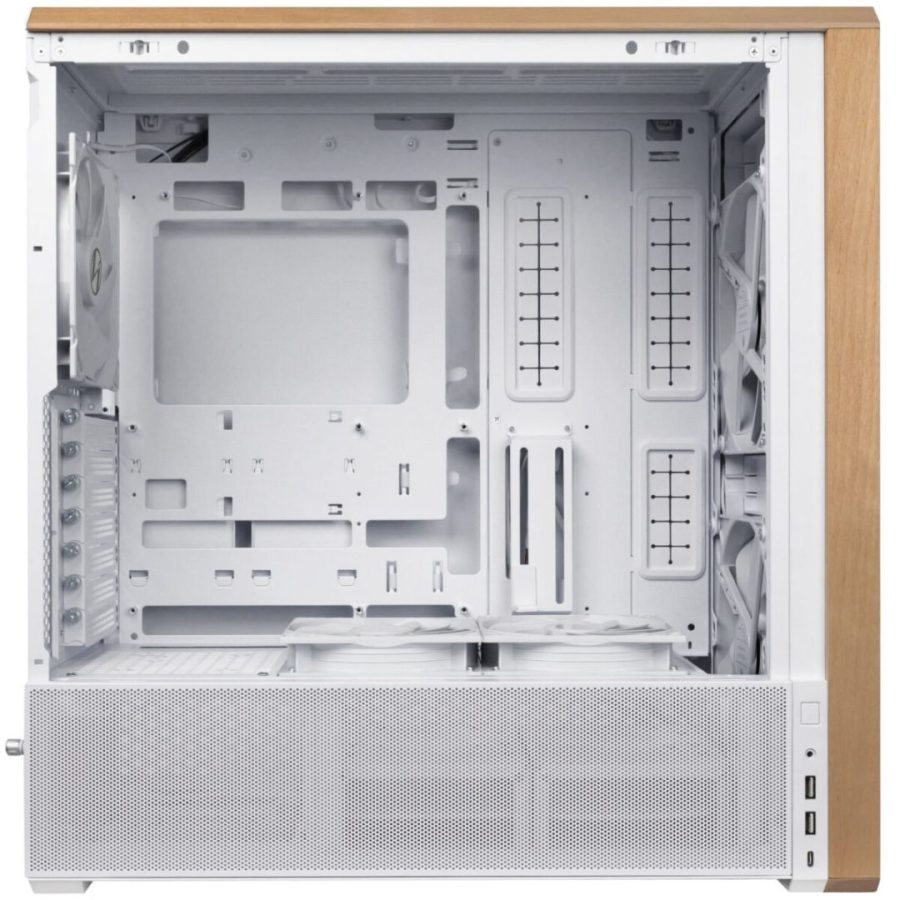 Lian Li LANCOOL 217 White – Wood Accent – ATX PC Case (5 FANS) 2 x 170mm, 1 x 140mm & 2 x 120mm PWM