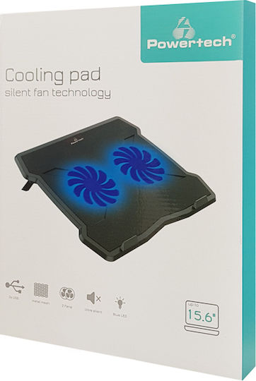 POWERTECH Βάση & ψύξη laptop PT-930, έως 15.6", 2x 125mm fan, LED, μαύρο