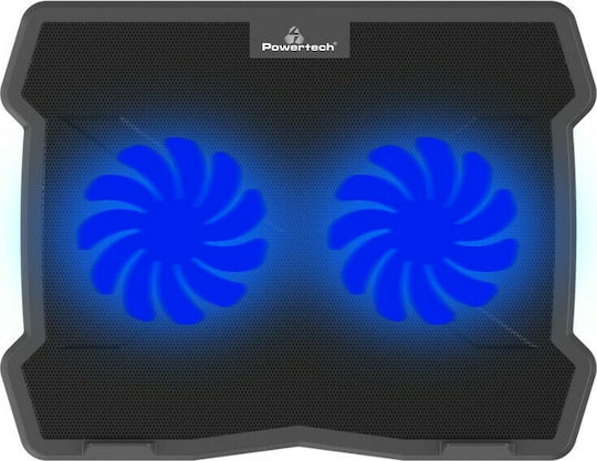 POWERTECH Βάση & ψύξη laptop PT-930, έως 15.6", 2x 125mm fan, LED, μαύρο