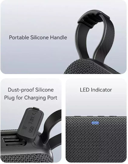 USAMS φορητό ηχείο YX015, 5W, Bluetooth, 1200mAh, μαύρο