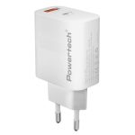 POWERTECH φορτιστής τοίχου PT-1493,2 Θυρες USB/USB-C, 20W, λευκός