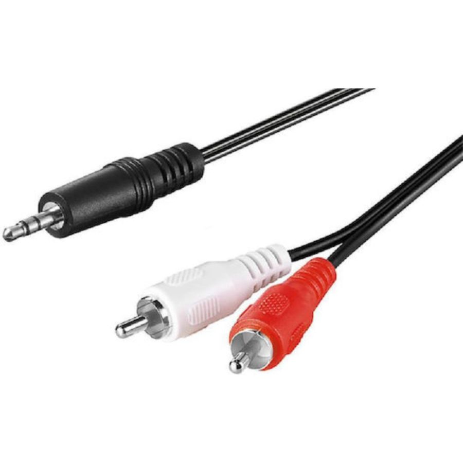 GOOBAY καλώδιο 3.5mm σε 2x RCA 51648, CU, 1m, μαύρο (51648)