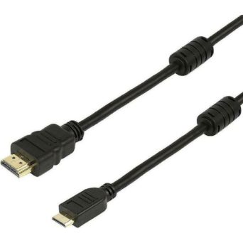POWERTECH καλώδιο mini HDMI σε HDMI CAB-H011 με Ethernet, 1.5m, μαύρο