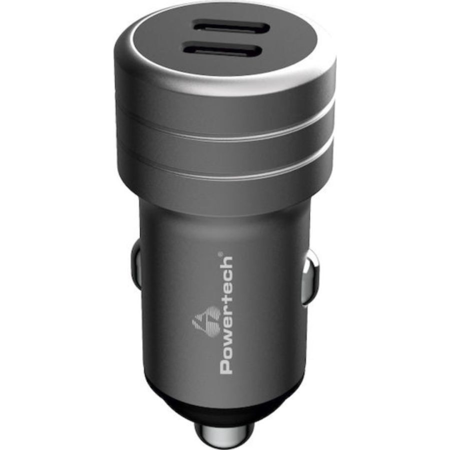 POWERTECH φορτιστής αυτοκινήτου PT-1149, 2x USB-C, 100W PD, γκρι
