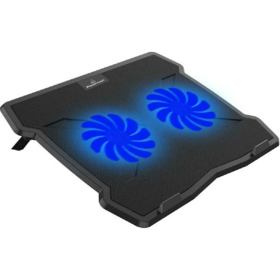 POWERTECH Βάση & ψύξη laptop PT-930, έως 15.6", 2x 125mm fan, LED, μαύρο