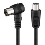 POWERTECH καλώδιο κεραίας RF αρσενικό - RF θηλυκό CAB-V041, γωνιακό, μαύρο, 1.5m