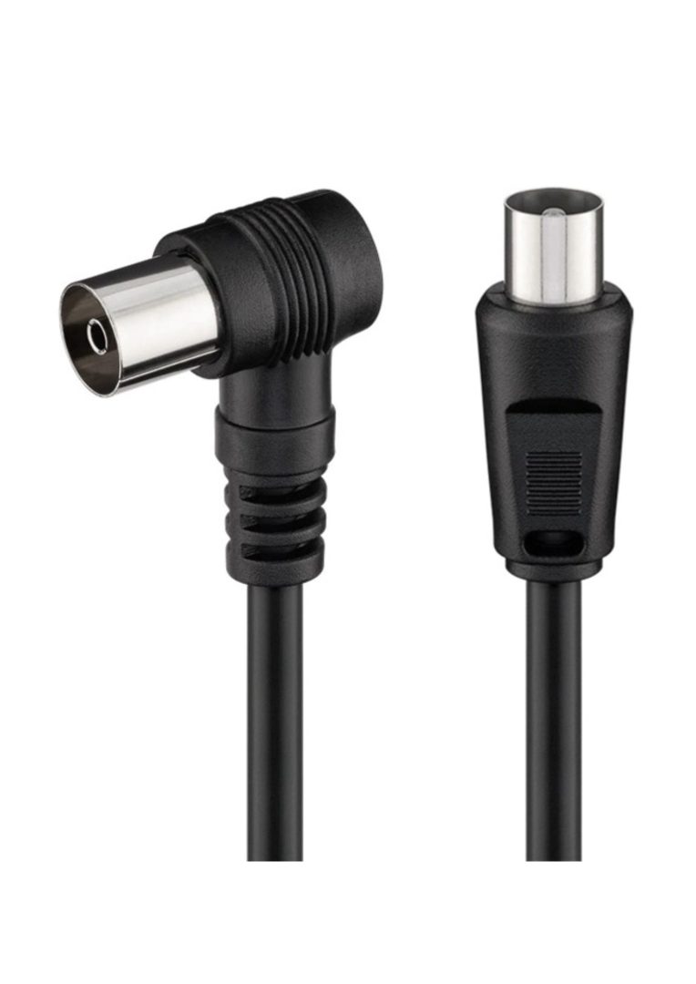 POWERTECH καλώδιο κεραίας RF αρσενικό - RF θηλυκό CAB-V041, γωνιακό, μαύρο, 1.5m