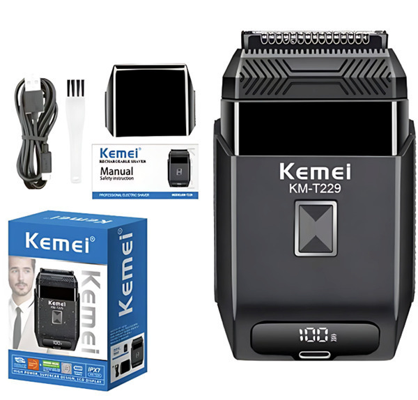 Kemei KM-T229 Ξυριστική Μηχανή Προσώπου Επαναφορτιζόμενη 600mA, 2 Ταχυτητες