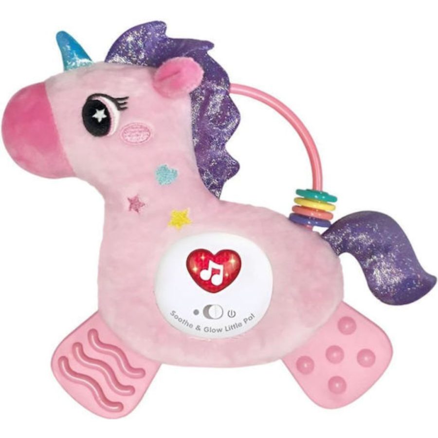 Sunlike Baby Animal Little Pal – λούτρινος μονόκερος με μουσική, φωτισμό και κρεμαστό κλιπ για βρέφη 6 μηνών+