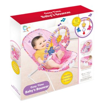 Cozy Time Baby’s Bouncer – βρεφικό ρηλάξ με μουσική, δόνηση και τόξο παιχνιδιών για νεογέννητα