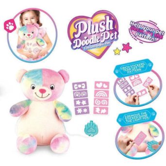 Plush Doodle Pet – λούτρινο αρκουδάκι 27 cm με φωτεινό στυλό και στένσιλ για διακόσμηση, κατάλληλο για παιδιά 3+
