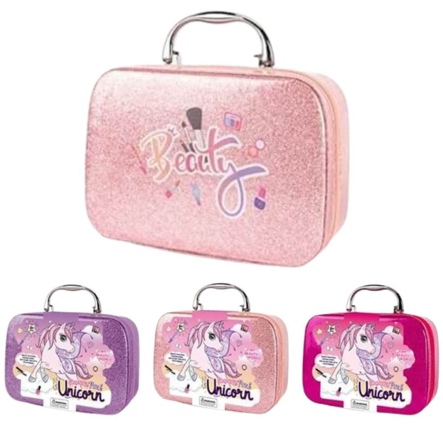 Unicorn Cosmetic Pack – παιδικό σετ μακιγιάζ 14 τεμαχίων με glitter νεσεσέρ, πινέλα, σκιές και αξεσουάρ, σε 3 χρώματα
