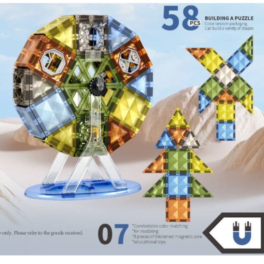 Μαγνητικό Puzzle Ρόδα Λουνα Παρκ Diamond Face 58τμχ Παιχνίδι Κατασκευών