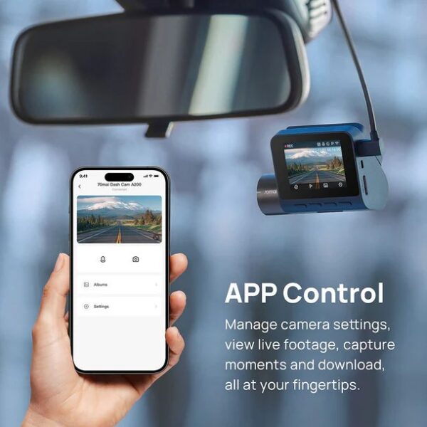 70mai A200 Dash Cam w. Screen – 1080P 60FPS 130FOV 500mAh Car Camera