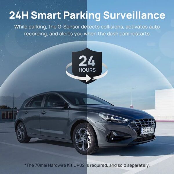 70mai A200 Dash Cam w. Screen – 1080P 60FPS 130FOV 500mAh Car Camera