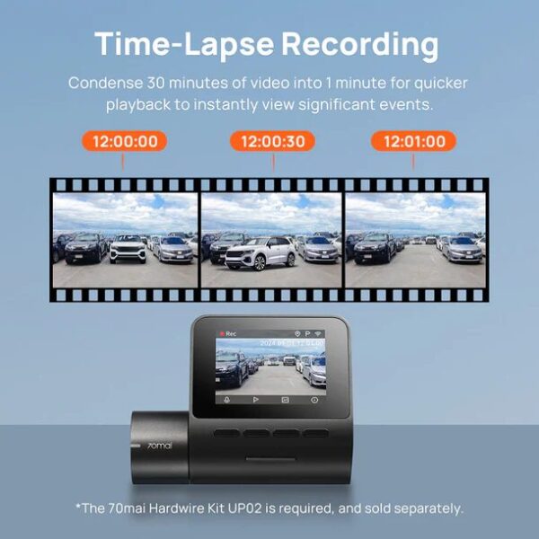 70mai A200 Dash Cam w. Screen – 1080P 60FPS 130FOV 500mAh Car Camera