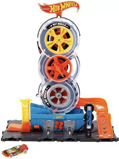 Hot Wheels Πίστα City Super Twist Tire Shop με περιστρεφόμενες ρόδες HDP02