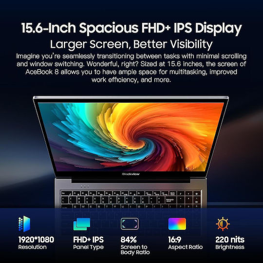 Blackview AceBook 8 – 15.6" | Intel® N97 | 16GB RAM | 512GB SSD | Windows 11 Home