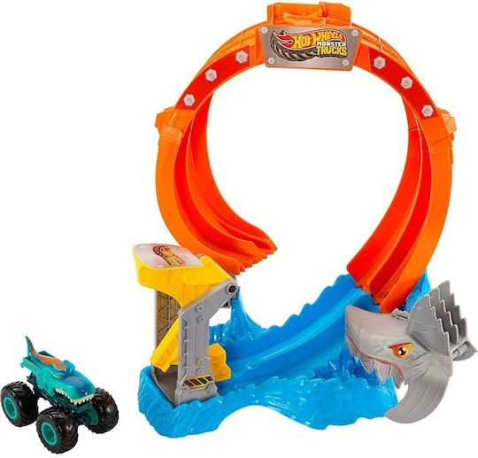 Mattel Hot Wheels Monster Trucks: Sharks VS Dinos - Spiral Shark Smash Playset (JFR08)