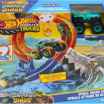 Mattel Hot Wheels Monster Trucks: Sharks VS Dinos - Spiral Shark Smash Playset (JFR08)