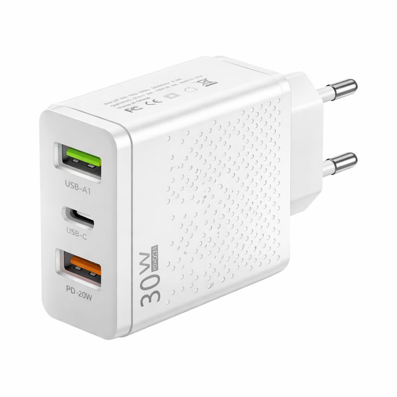 Φορτιστής Πρίζας CMiK CM 326 48W με 3 Θυρες (2 USB Α και Type C PD) Super Fast Charge