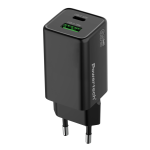 POWERTECH φορτιστής τοίχου PT-1501,2 Θυρες USB/USB-C, 65W, GaN, μαύρος