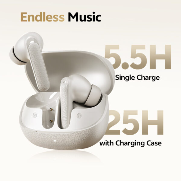QCY Buds ANC HT15 Cream Grey TWS Ακουστικά Bluetooth – 45dB Adaptive ANC, 5 Mic ENC, 35h Αυτονομία