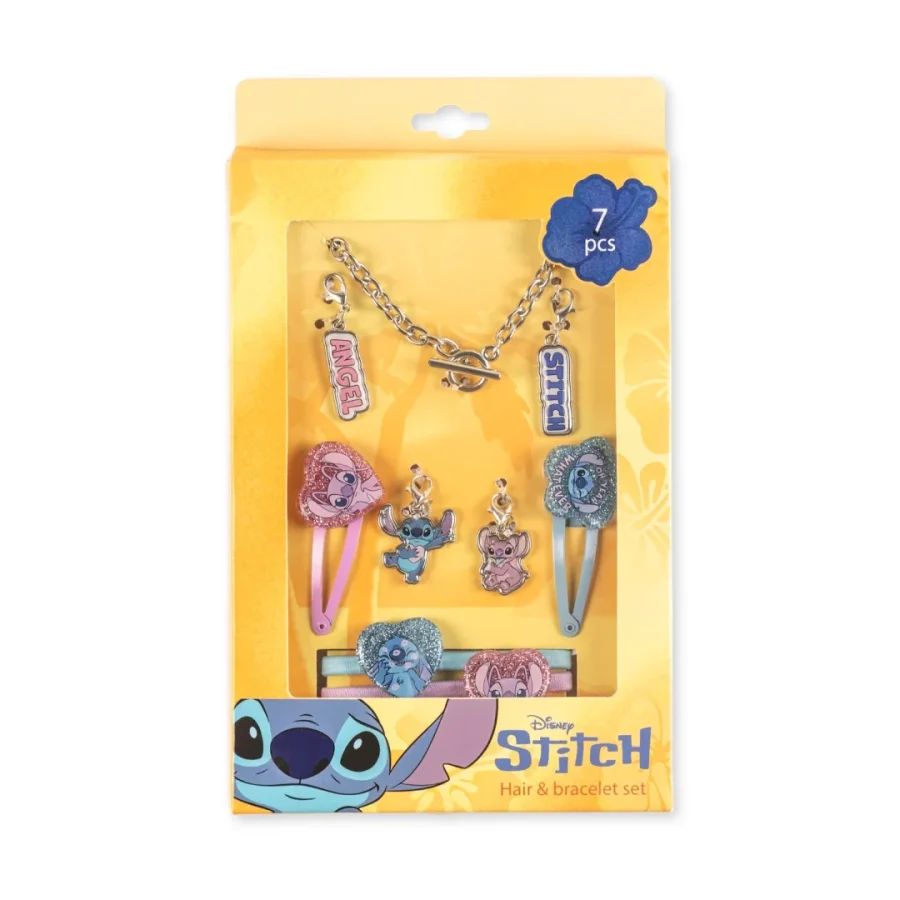 Peershardy Lilo & Stitch Bracelet Set with Charms + Hair Accessories