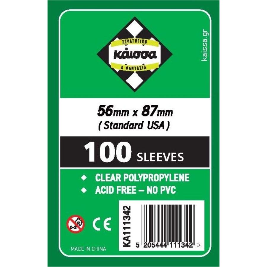 Sleeves 56x87mm Standard USA (100 Τεμ.) – Θηκες για Καρτες για Επιτραπέζια Παιχνίδια (Σαμποτέρ, Munchkin, Χάλι Γκάλι, Χόμπιτ , κ.α.) (KA111342)