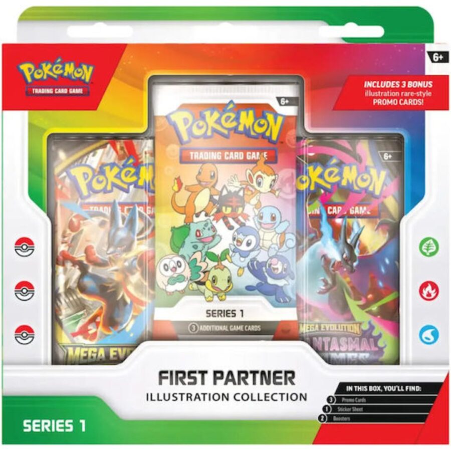 Pokemon TCG First Partner Illustration Collection Series 1 POK103581 – Promo Cards, Booster Packs and Sticker Sheet