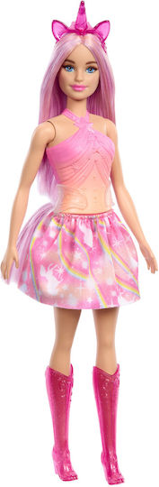 Barbie Princess Unicorn Κούκλα με Πορτοκαλί-Ροζ Φόρεμα Mattel (HRR13)