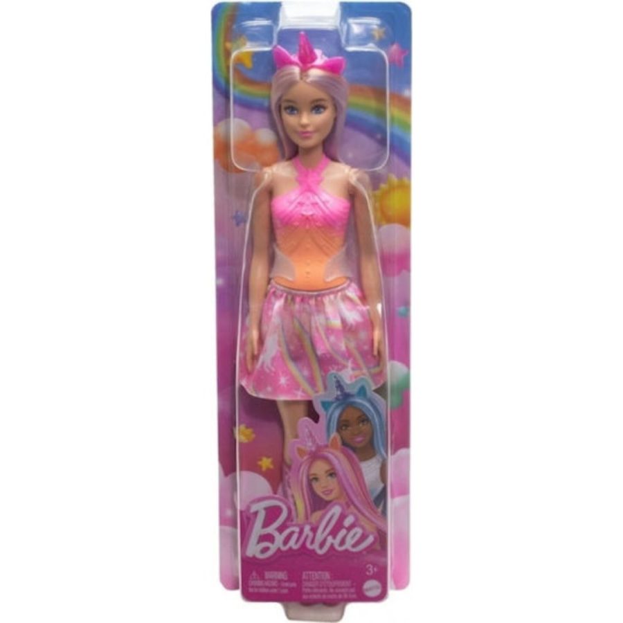 Barbie Princess Unicorn Κούκλα με Πορτοκαλί-Ροζ Φόρεμα Mattel (HRR13)