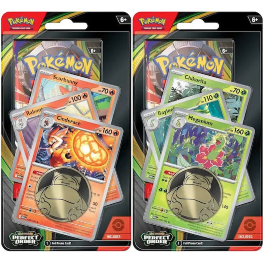 Pokemon Trading Card TCG Mega Evolution 3 Perfect Order Premium Checklane Blister Meganium POK103748 – Booster Pack με Promo & Coin (Τυχαια Επιλογη)