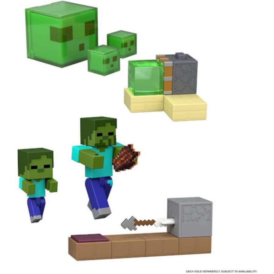 Minecraft Φιγούρα Redstone Charged Zombie Arrow Trap JKK00-JKK03 – Mattel Βασική Φιγούρα με Αξεσουάρ