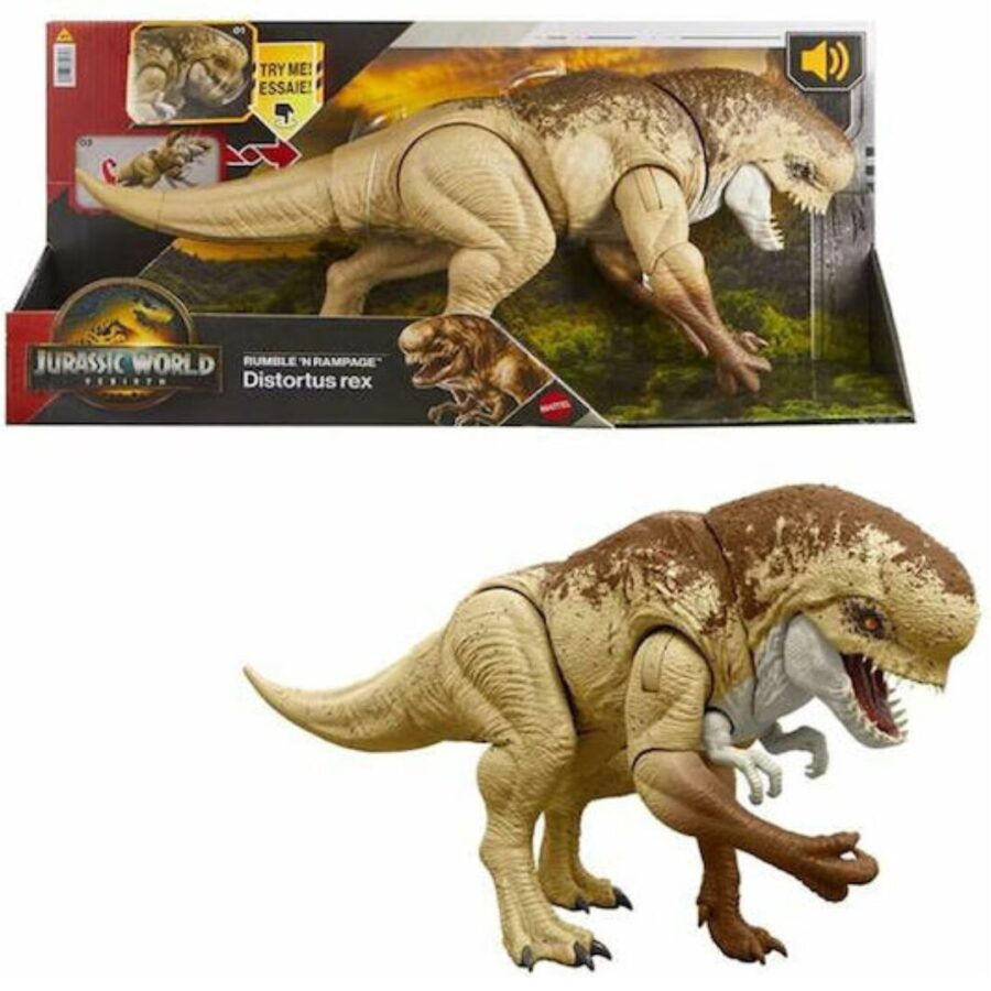 Jurassic World Distortus Rex JGB58 56cm – Δεινόσαυρος με Ήχους & Λειτουργία Επίθεσης Mattel