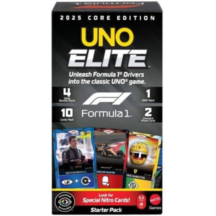 UNO Elite F1 Mattel JLV42 – Συλλεκτικό Επιτραπέζιο Παιχνίδι Καρτών Formula 1 για 2-10 Παίκτες 7+ Ετών