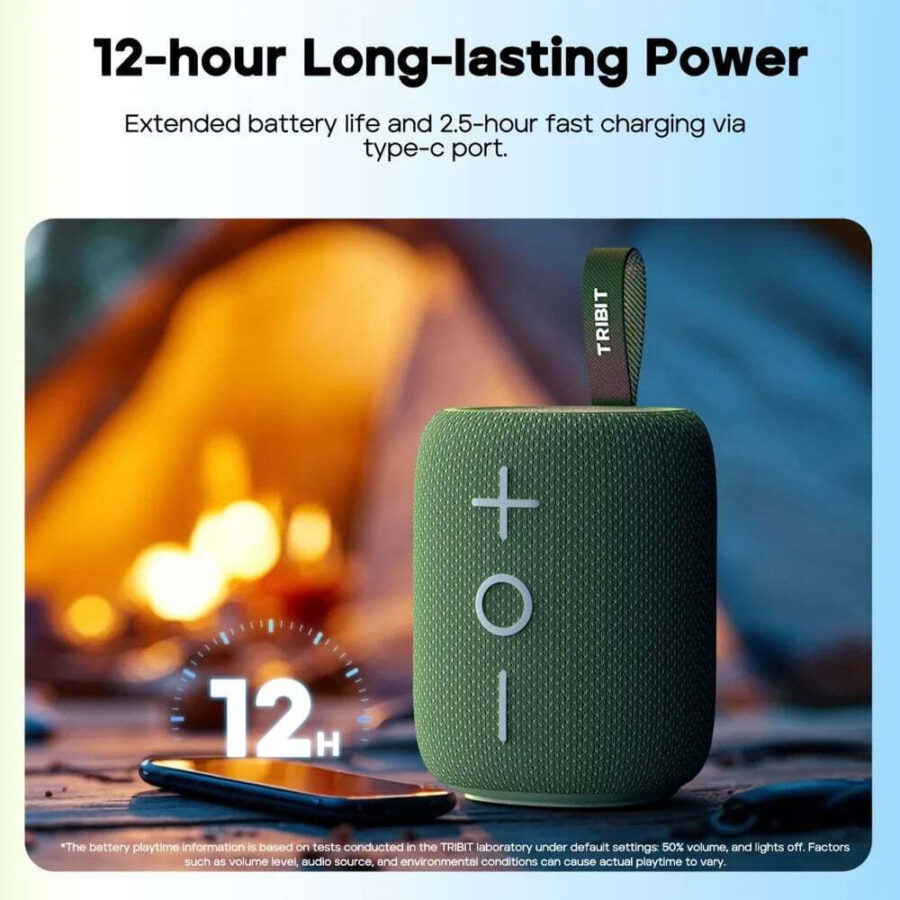 Tribit StormBox Mini BTS33 Ποιοτικο και Δυνατο Bluetooth Speaker 12W IPX7 Black Φορητό Αδιάβροχο Ηχείο με Led Φωτισμο και 12 Ωρες Αυτονομια
