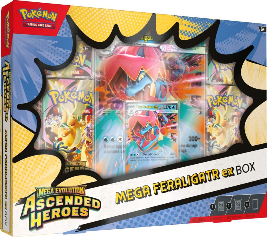 Pokemon TCG Mega Evolution Ascended Heroes Mega Feraligatr ex Box (ME2.5) – Booster Box με Promo & 4 Packs (POK103131)