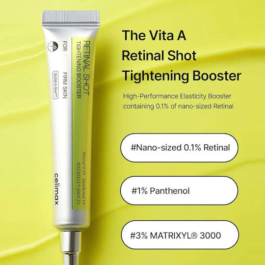 Celimax The Vita-A Retinal Shot Tightening Booster 15ml – Αντιγηραντικός Ορός Προσώπου με Ρετινάλη για Σύσφιξη και Λείανση